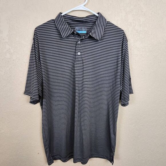 PGA Tour Gray Stripe on Black Golf Polo Shirt Large (4733) - Picture 1 of 5